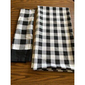 Achim Home Decor black white plaid shower curtain and matching window curtain